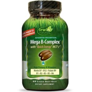 Irwin Naturals Complexe Mega B avec MCT Quick Energy, 60 gélules liquides