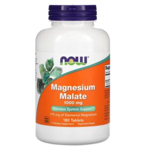 Now Foods Malate de magnésium, 1000 mg, 180 comprimés