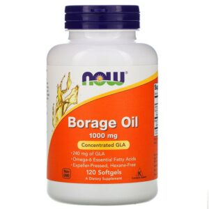 Now Foods Huile de bourrache, haute concentration d'AGL, 1 000 mg, 120 gélules