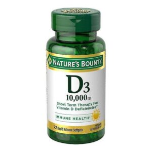 Nature'S Bounty D3, 250 mcg (10 000 UI), 72 Softgels à libération rapide