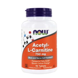 Now Foods Acétyl-L Carnitine, 750 mg, 90 comprimés