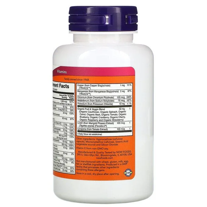 Multivitamines Now Foods – 100 Comprimés – Formule Quotidienne Complète