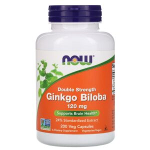 Now Foods Ginkgo biloba, Double efficacité, 120 mg, 200 capsules végétariennes