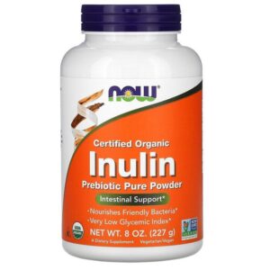 Now Foods Inuline certifiée biologique, Poudre probiotique pure, 227 g