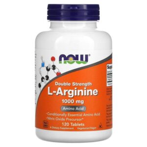 Now Foods L-arginine, Double efficacité, 1000 mg, 120 comprimés.