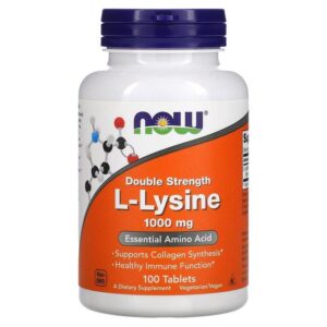 Now Foods L-Lysine double efficacité, 1000 mg, 100 comprimés
