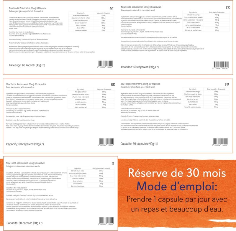 Now Foods Resvératrol 50 mg, 60 capsules végétales – Image 4