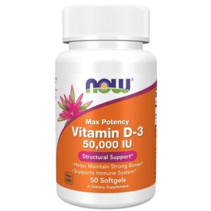 Now Foods Vitamine D3, 50 000 UI,Haute puissance 50 capsules à enveloppe molle