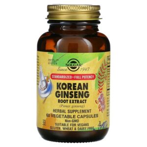 Solgar Extrait de racine de ginseng coréen, 60 capsules végétales