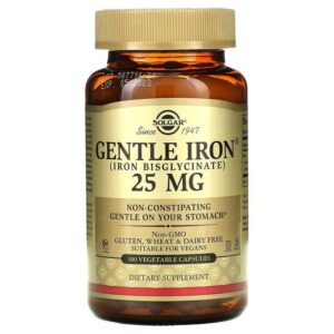 Solgar Gentle Iron, 25 mg, 180 capsules végétales