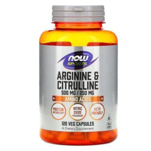 Now Foods Sports, Arginine et citrulline, 120 capsules végétariennes