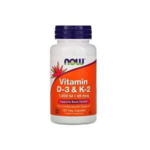 Now Foods Vitamine D3 & K2, Immunité, Santé des Os, 120 Capsules Végétaliennes USA