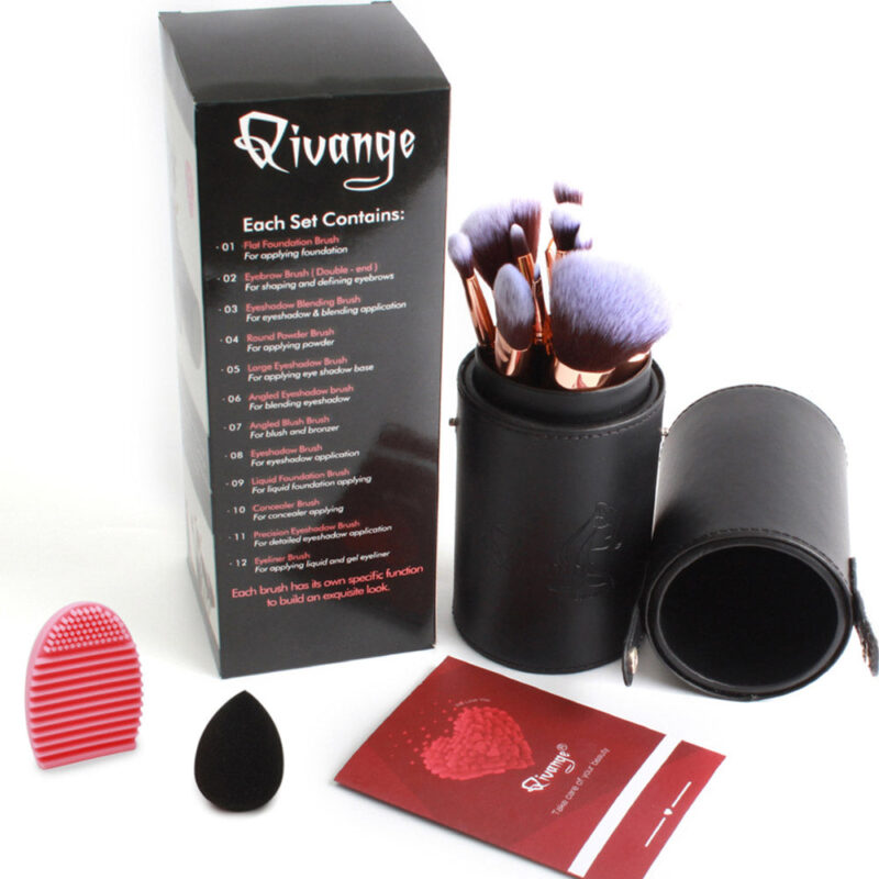 Qivange Makeup Brushes with Case 12PCS – Image 4