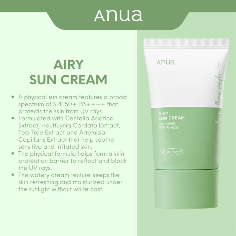 ANUA AIRY SUB CREAM SPF 50 – Image 2