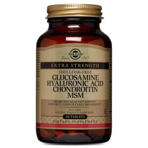 Solgar Glucosamine acide hyaluronique chondroïtine MSM, 60 comprimés