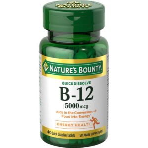 Nature'S Bounty Nature's Bounty Force maximale Dissolvable B12 5 000 mcg 40 comprimés à dissolution rapide.
