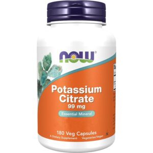 Now Foods Citrate de potassium 99 mg, 180 gélules végétales.