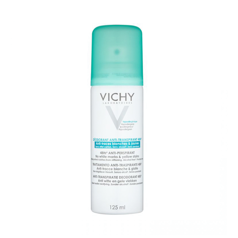 Vichy Déodorant Aérosol anti transpirant 48H Anti-Traces Jaunes et Blanches 125ml