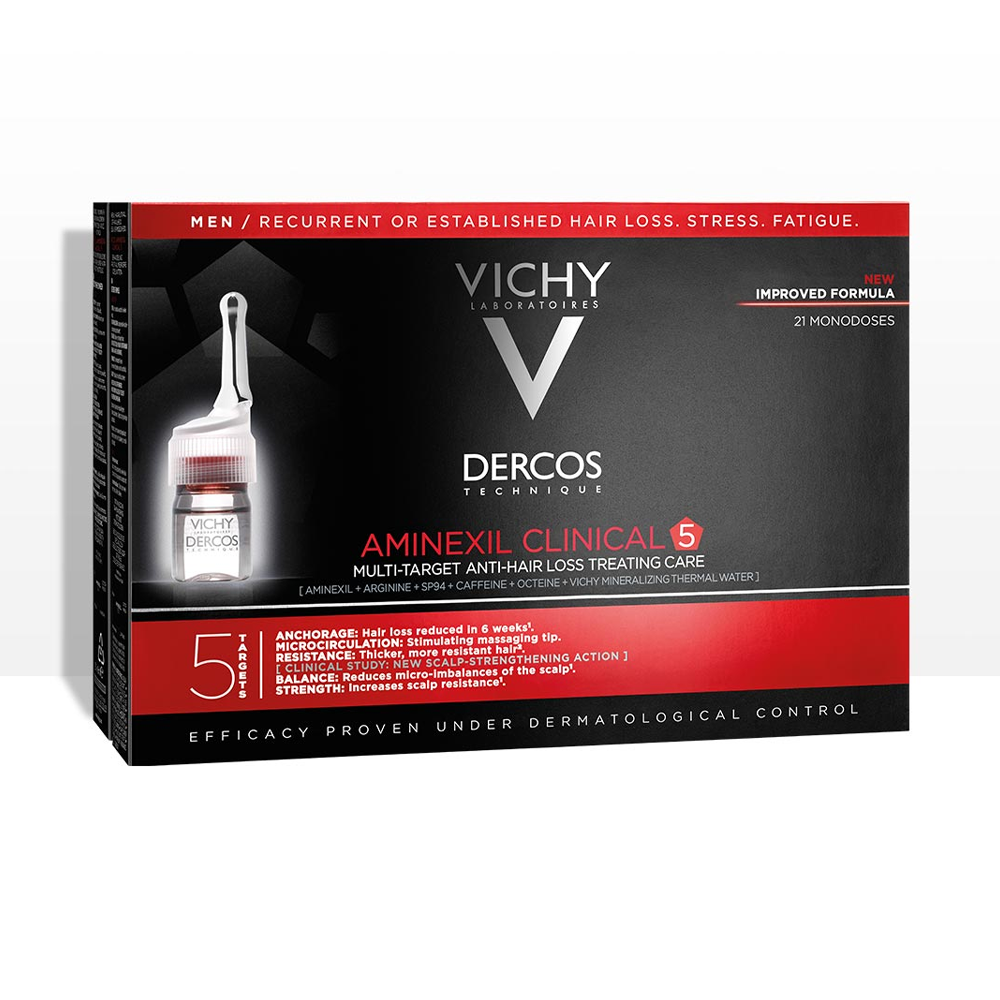Vichy Dercos Technique Aminexil Clinical 5 Men 21 Ampoules + Gift