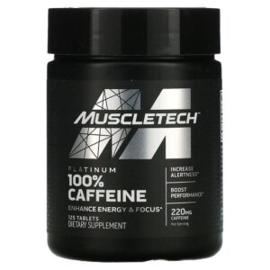 Muscletech Caféine 100 % Platinum, 220 mg, 125 comprimés