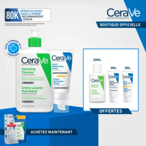 CERAVE Pack Moisturizing Cleansing Cream 473 Ml + Facial Moisturizing Cream SPF 50 Ml + 3 Free Miniatures