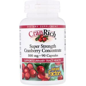Natural Factors CranRich, concentré de canneberge super fort, 500 mg, 90 capsules
