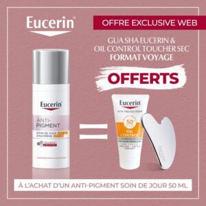 EUCERIN ANTI PIGMENT SOIN DE JOUR SPF30 50ML + GUASHA EUCERIN ET OIL CONTROL TOUCHER SEC MiniatureOFFERTS