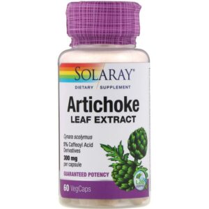 Solaray Extrait de feuille d'artichaut, 300 mg, 60 capsules végétariennes.