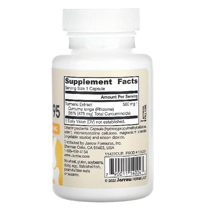 Jarrow Formulas, Curcumin 95 Turmeric Extract 500 mg 60 Capsules – Image 2