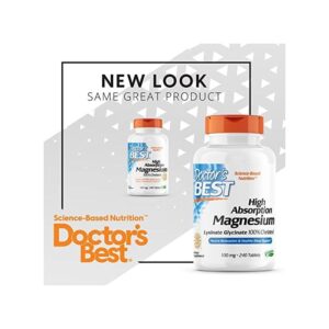 Doctor's BEST Magnésium 100 % chélaté à haute absorption avec Albion Minerals, 100 mg, 240 comprimés