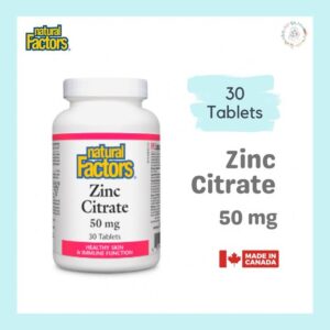Natural Factors Citrate de zinc, 50 mg, 30 comprimés
