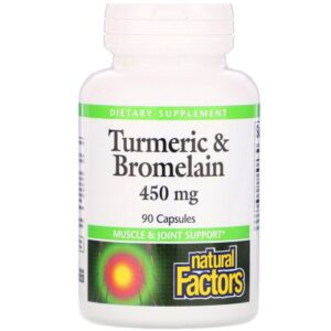 Natural Factors Curcuma et bromélaïne, 450 mg, 90 Gélules
