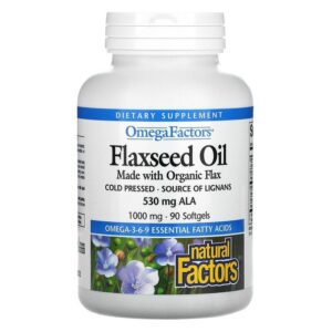 Natural Factors Flaxseed Oil- Huile de graines de lin- 1000 mg, 90 Softgels