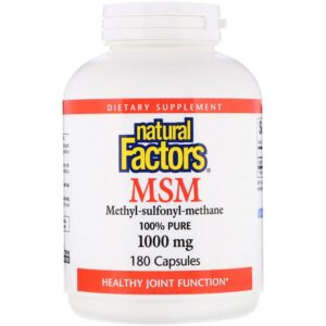 Natural Factors MSM, Méthyl-Sulfonyl-Méthane, 1 000 mg, 180 Gélules