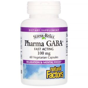 Natural Factors Stress Relax, Pharma GABA, 100 mg, 60 gélules végétariennes
