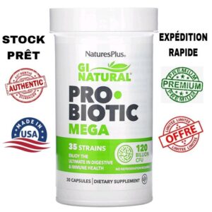 NaturesPlus GI Natural Probiotic Mega ( Mégaprobiotiques ), 120 Billion CFU, 30 Capsules