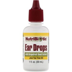 Nutribiotic Gouttes auriculaires avec extrait de pépins de pamplemousse et huile d'arbre à thé, 30 ml