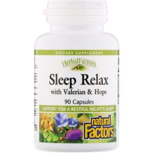 Natural Factors Sleep Relax avec valériane et houblon 90 Capsules