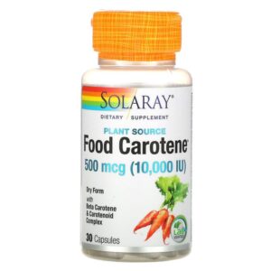 Solaray Carotène alimentaire avec complexe bêta-carotène et caroténoïde,10000 UI, 30 capsules.