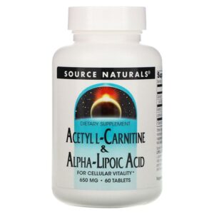 Source Naturals Acetyl L-Carnitine & Alpha-Lipoic Acid, 650 mg, 60 Tablets