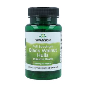 Swanson Coques de noix noires à spectre complet, 500 mg, 60 capsules