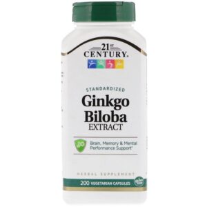 21st Century Ginkgo Biloba Extract, Standardized, 200 Vegetarian Capsules
