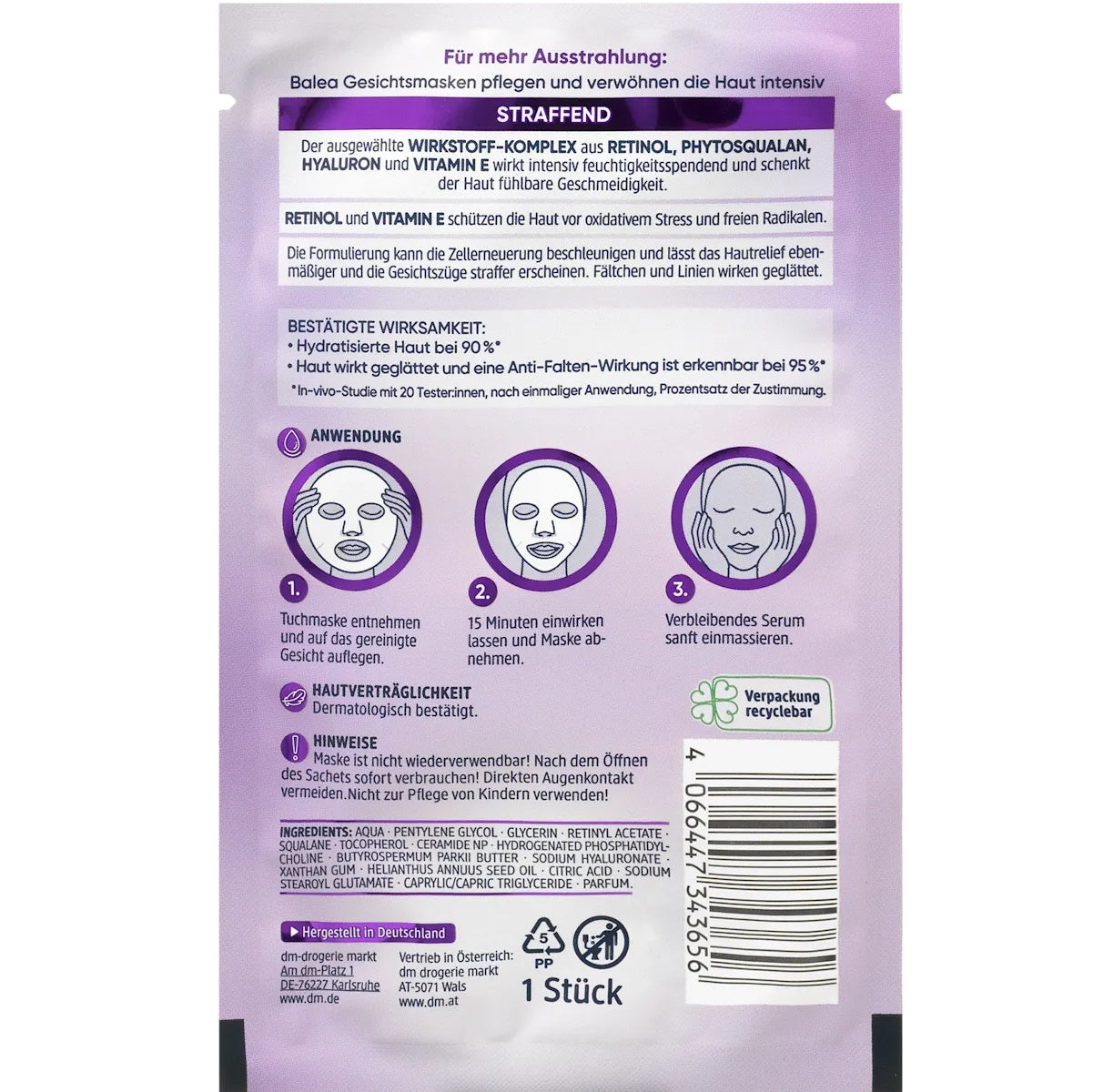 Masque en tissu au rétinol, 1 pc – Image 3
