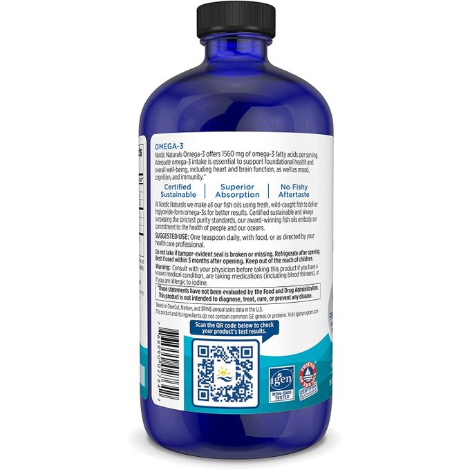 Nordic Naturals, Oméga-3 huile de poisson, Citron, 1560 mg, 473 ml – Image 3