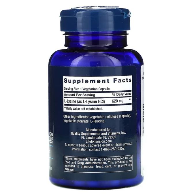 Life Extension L-Lysine, 620 mg 100 capsules – Image 2