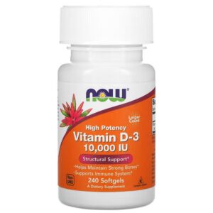 Now Foods Vitamin D3, 10000 IU - 240 gelules
