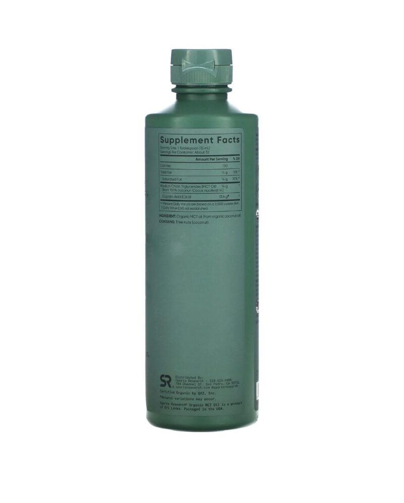 Sports Research Huile MCT OIL biologique à l'acide C8 473 ml – Image 2