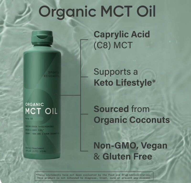 Sports Research Huile MCT OIL biologique à l'acide C8 473 ml – Image 3