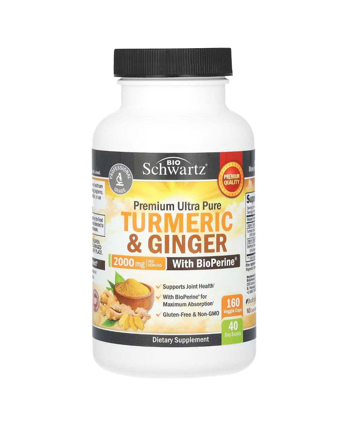 BioSchwartz Organic Turmeric Curcumin et Ginger, 60 Caps