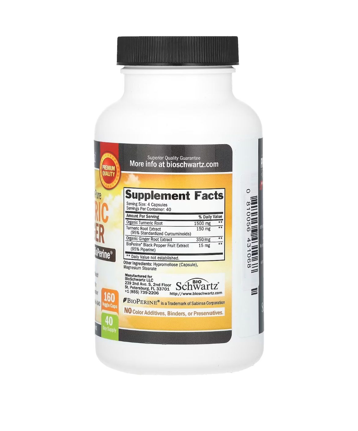 BioSchwartz Organic Turmeric Curcumin et Ginger, 60 Caps – Image 2